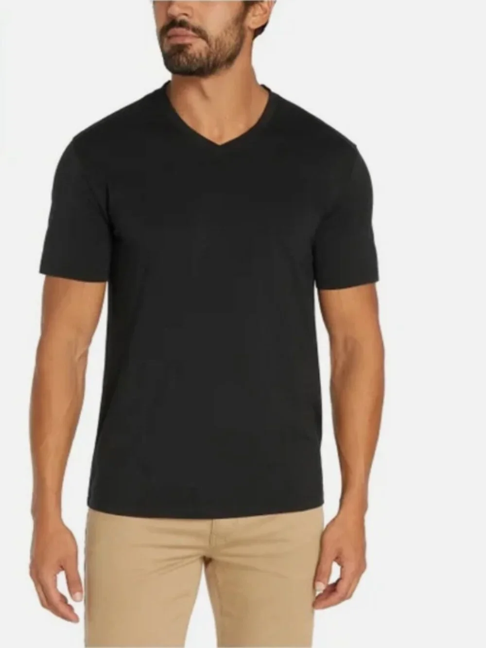 Banana Republic Men's V-Neck Tee, 3-pack, Cotton, Black, Size M